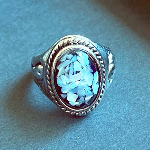 Iridescent flake .925 Sterling Silver ring Vintage